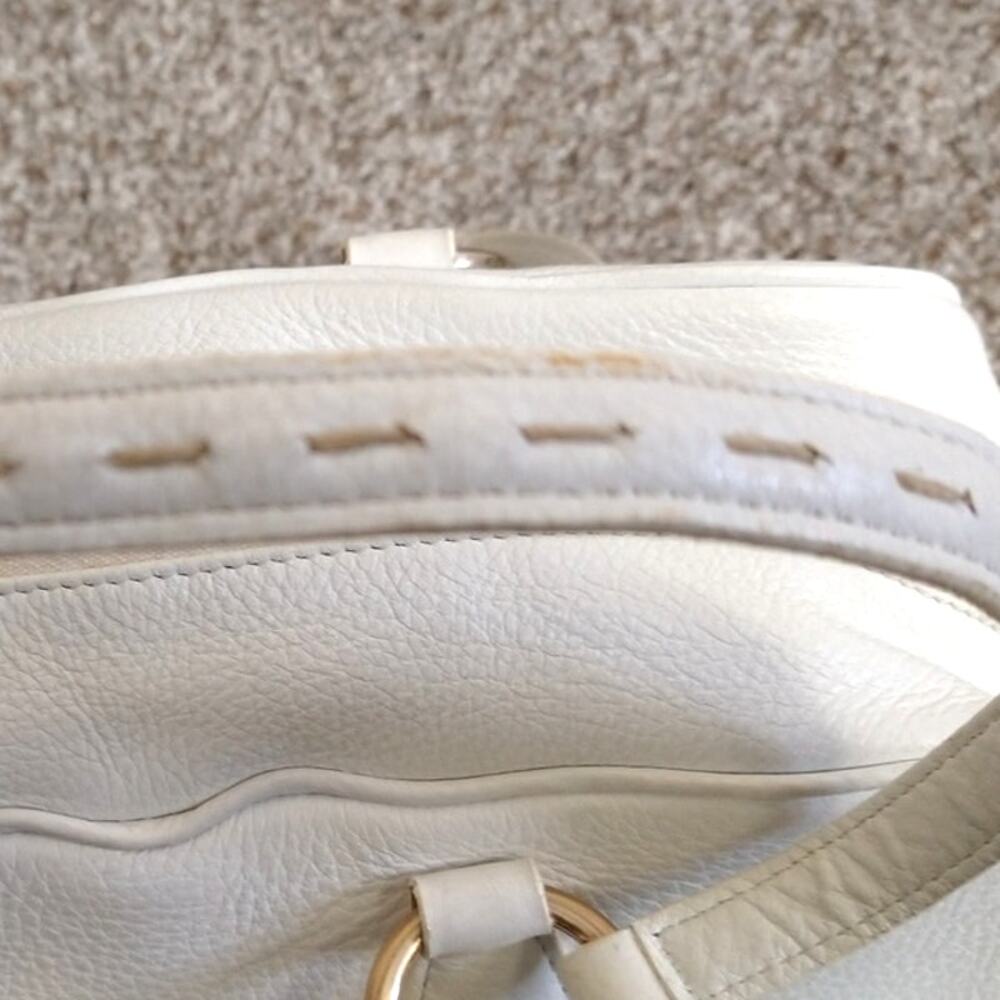Sigrid Olsen White Leather Shoulder Bag Light Blue Lining Pre-Owned - Picture 16 of 16